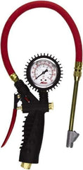 Milton - 0 to 230 psi Dial Straight Foot Dual Head Tire Pressure Gauge - 15' Hose Length - Exact Tool & Supply