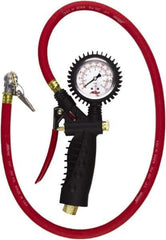 Milton - 0 to 230 psi Dial Ball Foot with Clip Tire Pressure Gauge - 36' Hose Length - Exact Tool & Supply