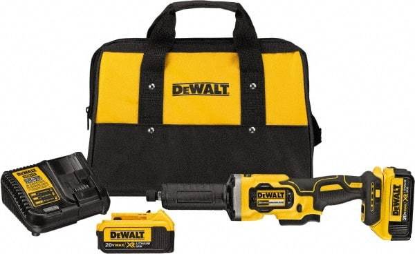 DeWALT - 1-1/2" Wheel Diam, 25,000 RPM, Cordless Angle & Disc Grinder - 1/4-20 Spindle, 20 Volts - Exact Tool & Supply