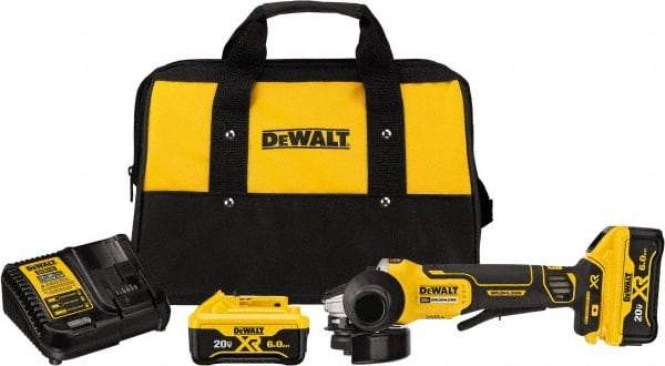 DeWALT - 4-1/2" Wheel Diam, 9,000 RPM, Cordless Angle & Disc Grinder - 5/8-11 Spindle, 20 Volts - Exact Tool & Supply