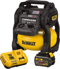 DeWALT - 0.4 hp, 1.5 SCFM at 40 psi, 1.2 SCFM at 90 psi, Pancake Compressor - 2.5 Gal Tank, 60V, 135 psi - Exact Tool & Supply