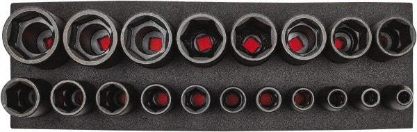 Proto - 19 Piece 1/2" Drive Black Finish Deep Well Socket Set - 6 Points, 3/8" to 1-1/2" Range, Inch Measurement Standard - Exact Tool & Supply