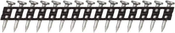 DeWALT - 13 Gauge 0.102" Shank Diam 0.78" Long Concrete Nails for Power Nailers - Steel, Yellow Zinc Finish, Smooth Shank, Angled Stick Plastic Collation, Round Head - Exact Tool & Supply