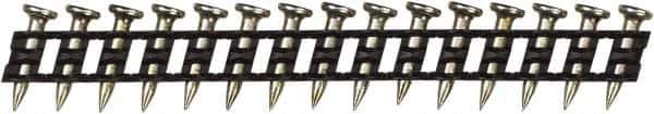 DeWALT - 11 Gauge 0.12" Shank Diam 0.73" Long Concrete Nails for Power Nailers - Steel, Yellow Zinc Finish, Smooth Shank, Angled Stick Plastic Collation, Round Head - Exact Tool & Supply