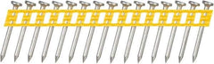 DeWALT - 13 Gauge 0.102" Shank Diam 1-1/4" Long Concrete Nails for Power Nailers - Steel, Zinc Finish, Smooth Shank, Angled Stick Plastic Collation, Round Head - Exact Tool & Supply
