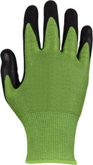 PRO-SAFE - Size XL (10), ANSI Cut Lvl A3, Micro-Foam Nitrile Coated Dyneema Diamond HPPE liner Cut Resistant Gloves - Palm & Fingers Coated, Knit Wrist, Green, Paired - Exact Tool & Supply