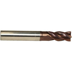 Emuge - 4mm Diam, 8mm LOC, 4 Flute Solid Carbide Roughing & Finishing End Mill - TiAlN Finish, 54mm OAL, 6mm Shank Diam, Cylindrical Shank, 38° Helix, Centercutting, Long Length - Exact Tool & Supply