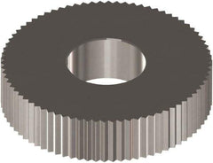 Made in USA - 0.571" Diam, 90° Tooth Angle, Standard (Shape), Cut Type Cobalt Straight Knurl Wheel - 0.118" Face Width, 0.197" Hole, Circular Pitch, 0° Helix, Bright Finish, Series CB - Exact Tool & Supply