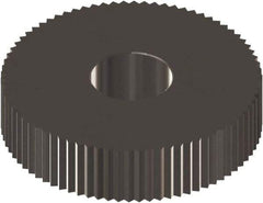 Made in USA - 1" Diam, 90° Tooth Angle, 16 TPI, Standard (Shape), Form Type Cobalt Straight Knurl Wheel - 0.236" Face Width, 5/16" Hole, Circular Pitch, 0° Helix, Ferritic Nitrocarburizing Finish, Series OS - Exact Tool & Supply