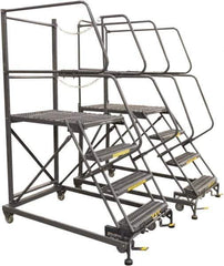 Ballymore - 106" 7 Step Single Entry Work Platform - Rolling Work Platform, 800 Lb Capacity, 70" Platform Height, 38" Base Width x 78" Base Depth, Grip Strut - Exact Tool & Supply