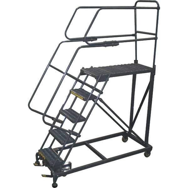Ballymore - 86" 5 Step Single Entry Work Platform - Rolling Work Platform, 800 Lb Capacity, 50" Platform Height, 33" Base Width x 65" Base Depth, Grip Strut - Exact Tool & Supply