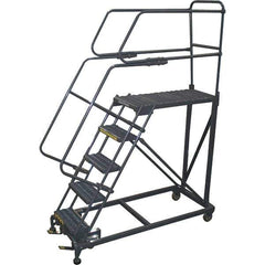 Ballymore - 86" 5 Step Single Entry Work Platform - Rolling Work Platform, 800 Lb Capacity, 50" Platform Height, 33" Base Width x 65" Base Depth, Grip Strut - Exact Tool & Supply
