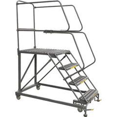 Ballymore - 76" 4 Step Single Entry Work Platform - Rolling Work Platform, 800 Lb Capacity, 40" Platform Height, 38" Base Width x 83" Base Depth, Grip Strut - Exact Tool & Supply