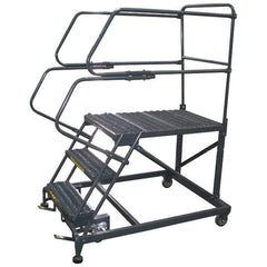 Ballymore - 66" 3 Step Single Entry Work Platform - Rolling Work Platform, 800 Lb Capacity, 30" Platform Height, 38" Base Width x 65" Base Depth, Grip Strut - Exact Tool & Supply