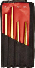 Mayhew - 4 Piece, 3/4 to 7/16", X-Long Punch - Round Shank, Brass, Comes in Kit Bag - Exact Tool & Supply