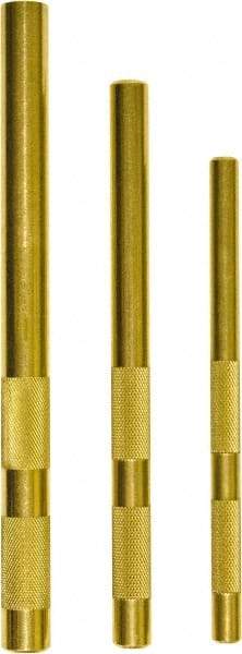 Mayhew - 3 Piece, 3/8 to 5/8", Drift Punch Set - Round Shank, Brass, Comes in Plastic Tray - Exact Tool & Supply