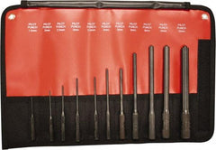 Mayhew - 11 Piece, 1.5 to 12mm, Pilot & Pin Punch Set - Hex Shank, Steel, Comes in Kit Bag - Exact Tool & Supply