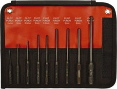 Mayhew - 9 Piece, 1.5 to 8mm, Pin & Pilot Punch Set - Hex Shank, Steel, Comes in Kit Bag - Exact Tool & Supply