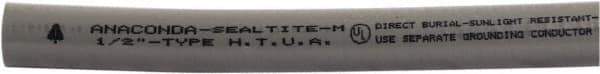 Anaconda Sealtite - 1-1/2" Trade Size, 50' Long, Flexible Liquidtight Conduit - Galvanized Steel & PVC, 1-1/2" ID, Gray - Exact Tool & Supply
