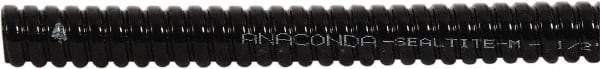 Anaconda Sealtite - 1" Trade Size, 100' Long, Flexible Liquidtight Conduit - Galvanized Steel & PVC, 25.4mm ID, Black - Exact Tool & Supply
