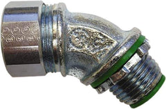 Anaconda Sealtite - 1" Trade, Zinc Plated Steel Threaded 90° Liquidtight Conduit Connector - Insulated - Exact Tool & Supply