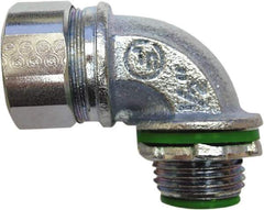 Anaconda Sealtite - 1" Trade, Zinc Plated Steel Threaded 45° Liquidtight Conduit Connector - Insulated - Exact Tool & Supply
