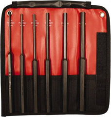 Mayhew - 6 Piece, 3 to 10mm, Pin Punch Set - Hex Shank, Steel, Comes in Kit Bag - Exact Tool & Supply