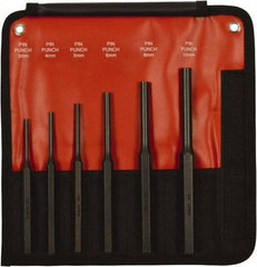Mayhew - 6 Piece, 3 to 10mm, Pin Punch Set - Hex Shank, Steel, Comes in Kit Bag - Exact Tool & Supply
