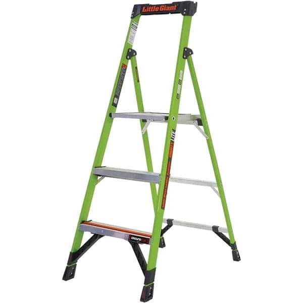Little Giant Ladder - 3 Steps, 5' High, Type IAA Rating, Fiberglass Step Ladder - 375 Lb Capacity, 20-1/2" Base Width - Exact Tool & Supply