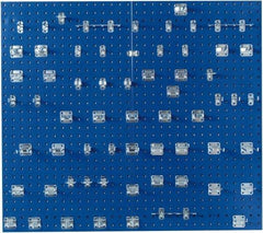 Triton - 24" Wide x 42-1/2" High Peg Board Kit - 2 Panels, 63 Hooks, Steel with Epoxy Coating, Blue - Exact Tool & Supply
