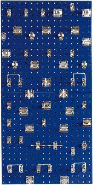 Triton - 24" Wide x 24" High Peg Board Kit - 2 Panels, 46 Hooks, Steel with Epoxy Coating, Blue - Exact Tool & Supply