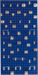 Triton - 24" Wide x 24" High Peg Board Kit - 2 Panels, 46 Hooks, Steel with Epoxy Coating, Blue - Exact Tool & Supply