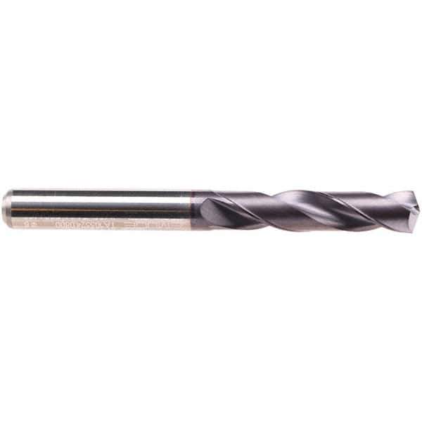 Emuge - 4.65mm 140° Spiral Flute Solid Carbide Screw Machine Drill Bit - TiAlN Finish, Right Hand Cut, 24mm Flute Length, 66mm OAL, Four Facet Point, Straight Shank - Exact Tool & Supply