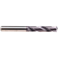 Emuge - 8.3mm 140° Spiral Flute Solid Carbide Screw Machine Drill Bit - TiAlN Finish, Right Hand Cut, 47mm Flute Length, 89mm OAL, Four Facet Point, Straight Shank - Exact Tool & Supply