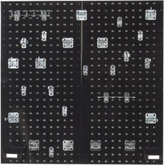Triton - 18" Wide x 36" High Peg Board Kit - 2 Panels, 28 Hooks, Steel with Epoxy Coating, Black - Exact Tool & Supply