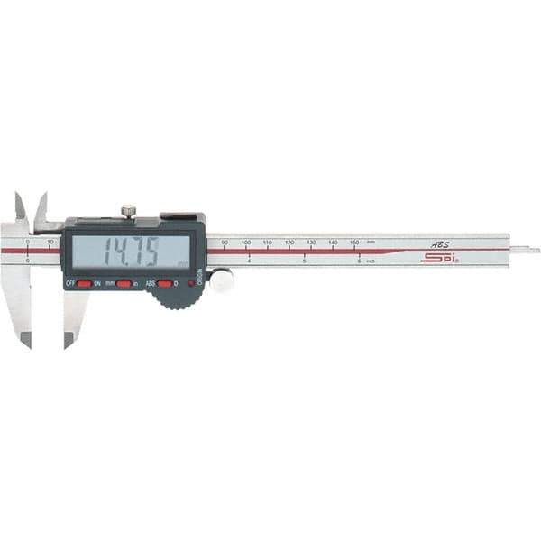 SPI - 0 to 150mm Range, 0.01mm Resolution, Electronic Caliper - Stainless Steel with 40mm Stainless Steel Jaws, 0.02mm Accuracy, Micro USB Output - Exact Tool & Supply