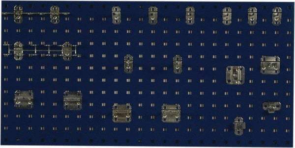 Triton - 18" Wide x 36" High Peg Board Kit - 1 Panel, 18 Hooks, Steel with Epoxy Coating, Blue - Exact Tool & Supply