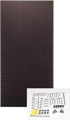 Triton - 24" Wide x 48" High Peg Board Kit - 1 Panel, 36 Hooks, Tempered Hardboard, Black - Exact Tool & Supply