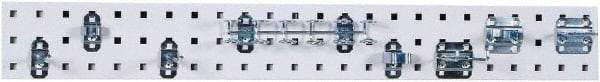 Triton - 4-1/2" Wide x 36" High Peg Board Strip - 1 Panel, 8 Hooks, Steel with Epoxy Coating, White - Exact Tool & Supply