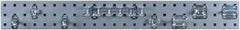 Triton - 4-1/2" Wide x 36" High Peg Board Strip - 1 Panel, 8 Hooks, Steel with Epoxy Coating, Silver - Exact Tool & Supply