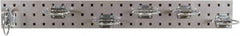 Triton - 4-1/2" Wide x 36" High Peg Board Strip - 1 Panel, 6 Hooks, Steel with Epoxy Coating, Silver - Exact Tool & Supply