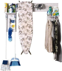 Triton - 30" Wide x 55" High Peg Board Strip - 3 Panels, 9 Hooks, Steel with Epoxy Coating, White - Exact Tool & Supply