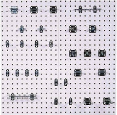 Triton - 18" Wide x 36" High Peg Board Kit - 2 Panels, 28 Hooks, Steel with Epoxy Coating, White - Exact Tool & Supply