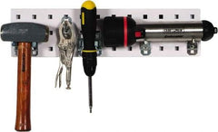 Triton - 4-1/2" Wide x 18" High Peg Board Strip - 1 Panel, 5 Hooks, Steel with Epoxy Coating, White - Exact Tool & Supply