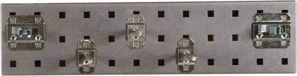 Triton - 4-1/2" Wide x 18" High Peg Board Strip - 1 Panel, 5 Hooks, Steel with Epoxy Coating, Silver - Exact Tool & Supply