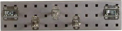 Triton - 4-1/2" Wide x 18" High Peg Board Strip - 1 Panel, 5 Hooks, Steel with Epoxy Coating, Silver - Exact Tool & Supply