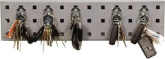 Triton - 4-1/2" Wide x 18" High Peg Board Strip - 1 Panel, 5 Hooks, Steel with Epoxy Coating, Silver - Exact Tool & Supply