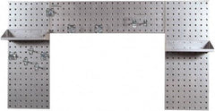 Triton - 30" Wide x 55" High Peg Board Strip - 3 Panels, 9 Hooks, Steel with Epoxy Coating, Silver - Exact Tool & Supply