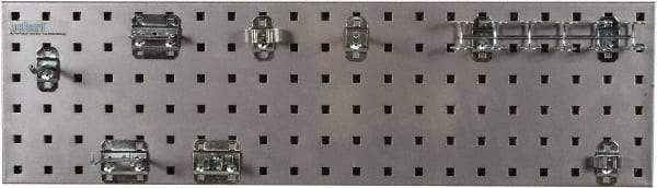 Triton - 9" Wide x 21-1/2" High Peg Board Strip - 1 Panel, 8 Hooks, Steel with Epoxy Coating, Silver - Exact Tool & Supply