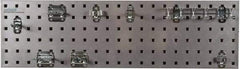 Triton - 9" Wide x 21-1/2" High Peg Board Strip - 1 Panel, 8 Hooks, Steel with Epoxy Coating, Silver - Exact Tool & Supply